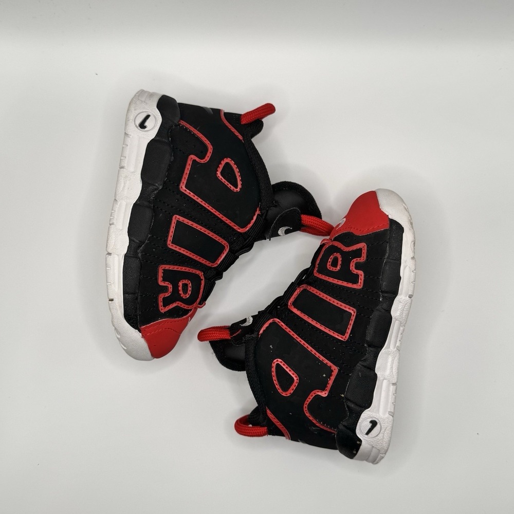 Nike Black Red Athletic Air More Uptempo Boys Shoes Sneakers Size 6C Sports